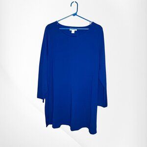 CJ Banks Royal Blue Tunic Top Dress 3/4 Sleeve Women's Plus Size 2X